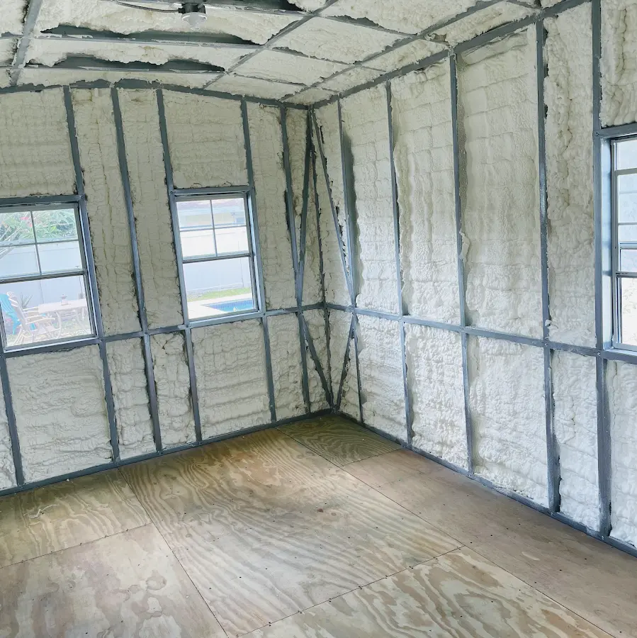 Closed-cell spray foam insulation applied to wall cavities in a residential project in Greenburgh